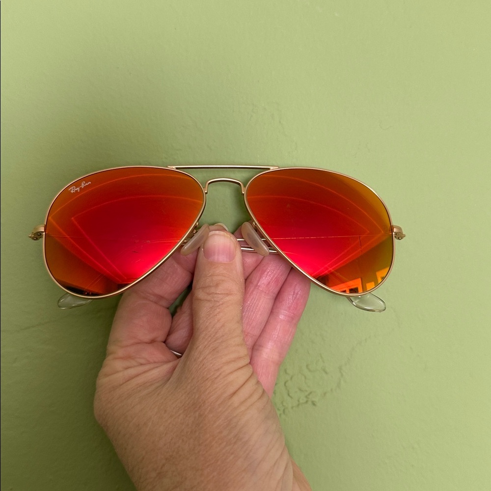Pink/Orange/Yellow and Gold Aviator RayBans Women’s - Picture 7 of 7